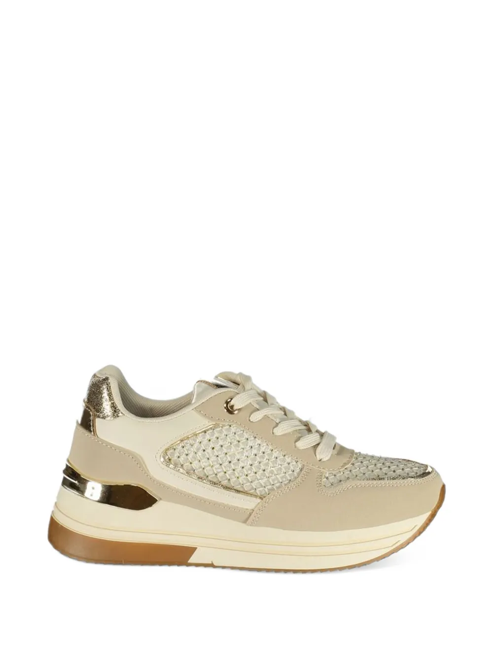 Laura Biagiotti crystal-embellished metallic-panel sneakers - Nude