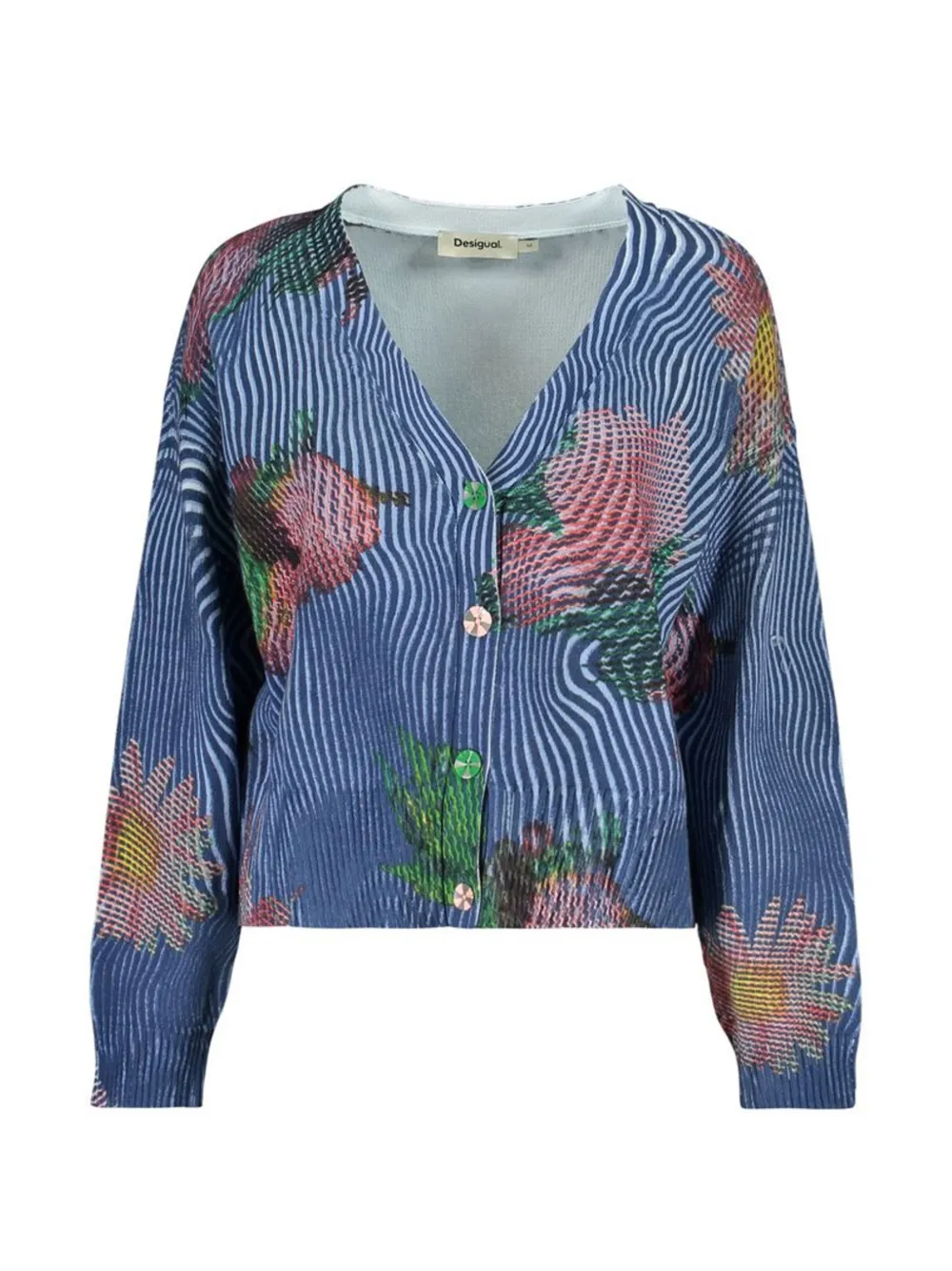 Desigual Cardigan mit Blumenprint - Blau