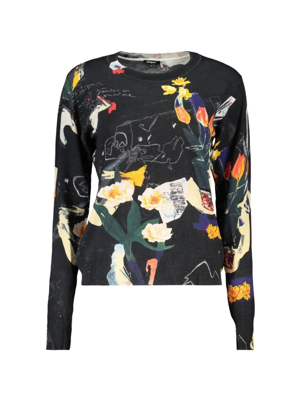 Desigual Pullover mit Blumenprint - Schwarz