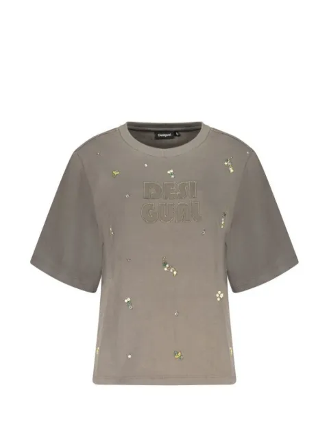 Desigual bead-embellished logo-patch t-shirt