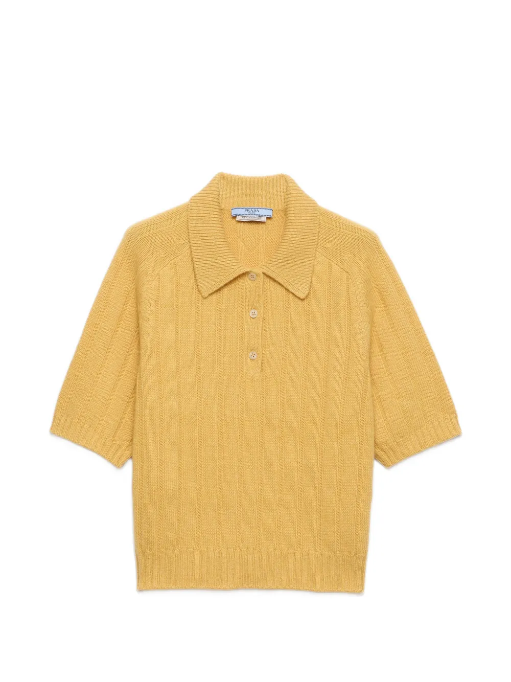 Prada Re-Cashmere short-sleeve polo sweater Geel