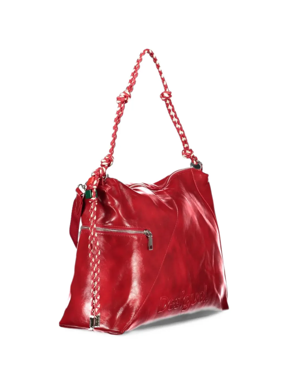 Desigual braided-strap debossed-logo tote bag Rood