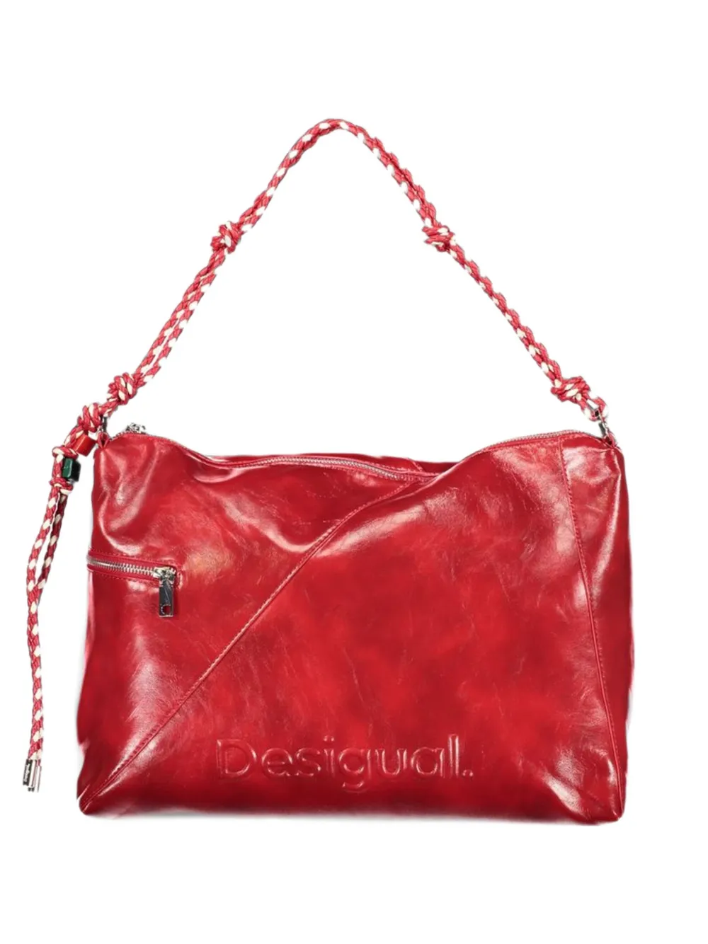 Desigual braided-strap debossed-logo tote bag Rood
