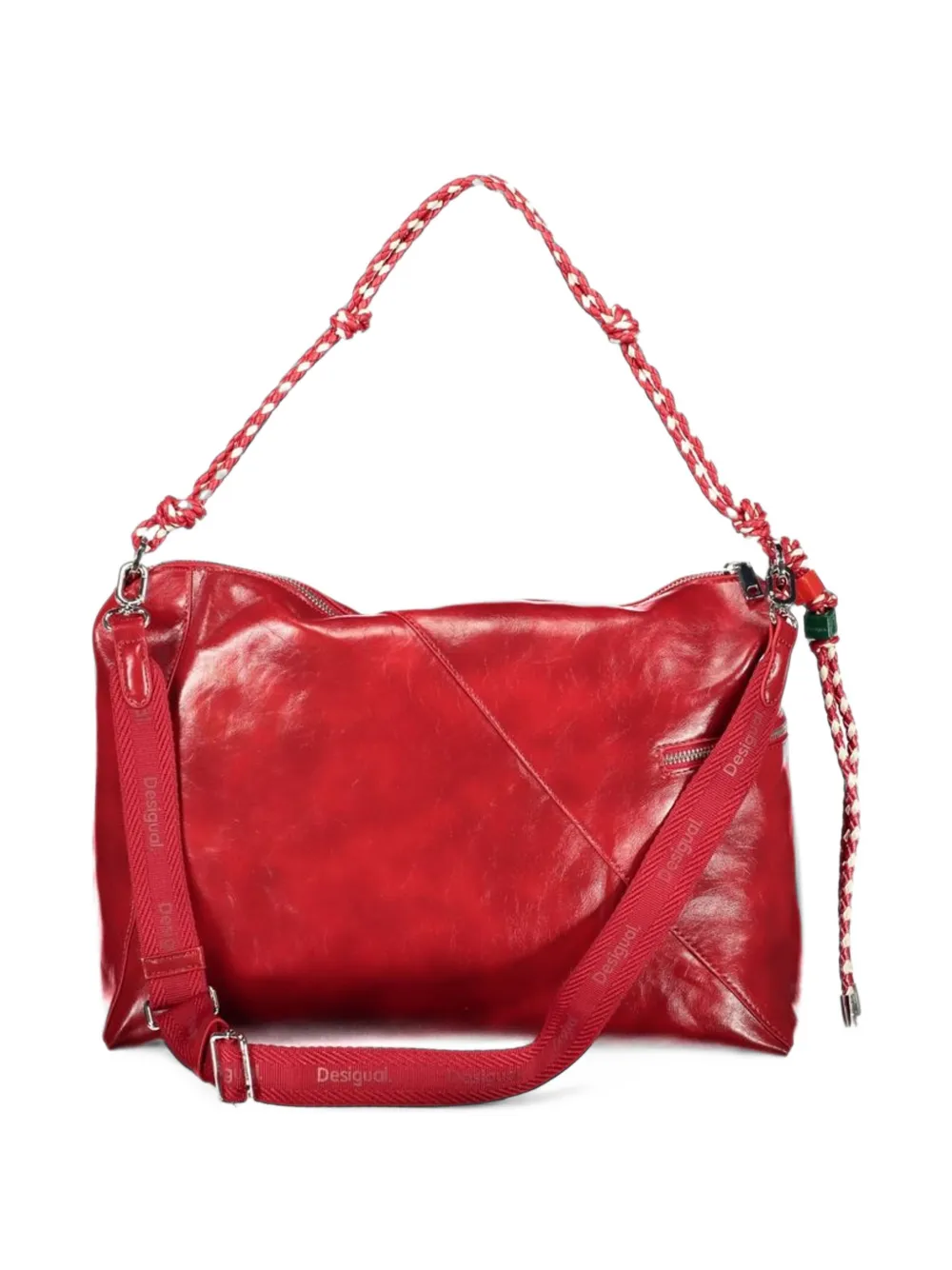 Desigual braided-strap debossed-logo tote bag Rood
