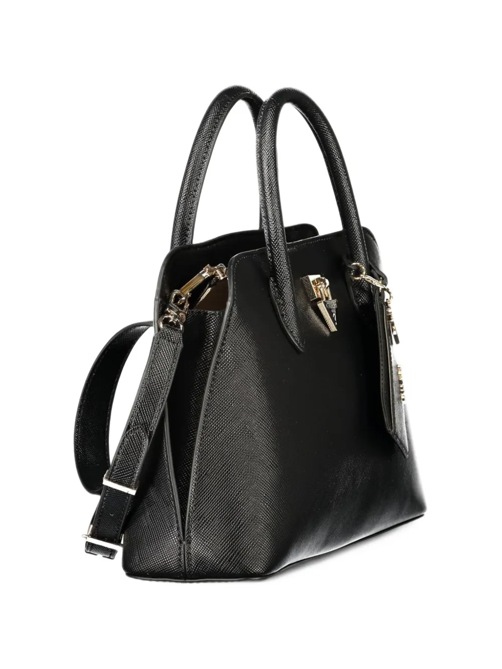 GUESS USA Patsie logo-plaque saffiano-effect tote bag Zwart