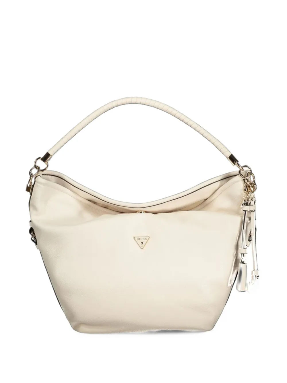 GUESS USA Danya logo-plaque pebbled-effect tote bag - Bianco