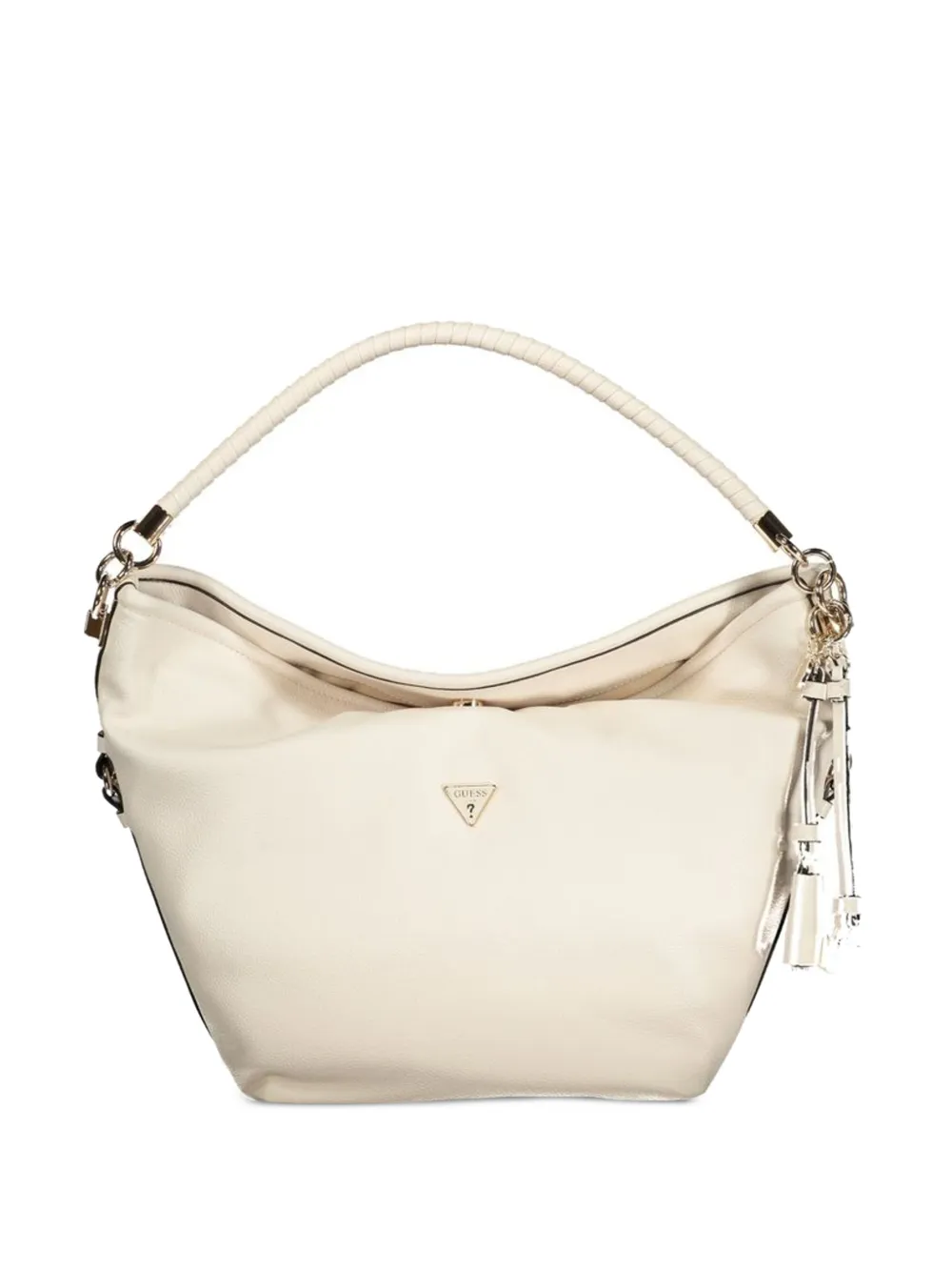 GUESS USA Danya logo-plaque pebbled-effect tote bag - Bianco