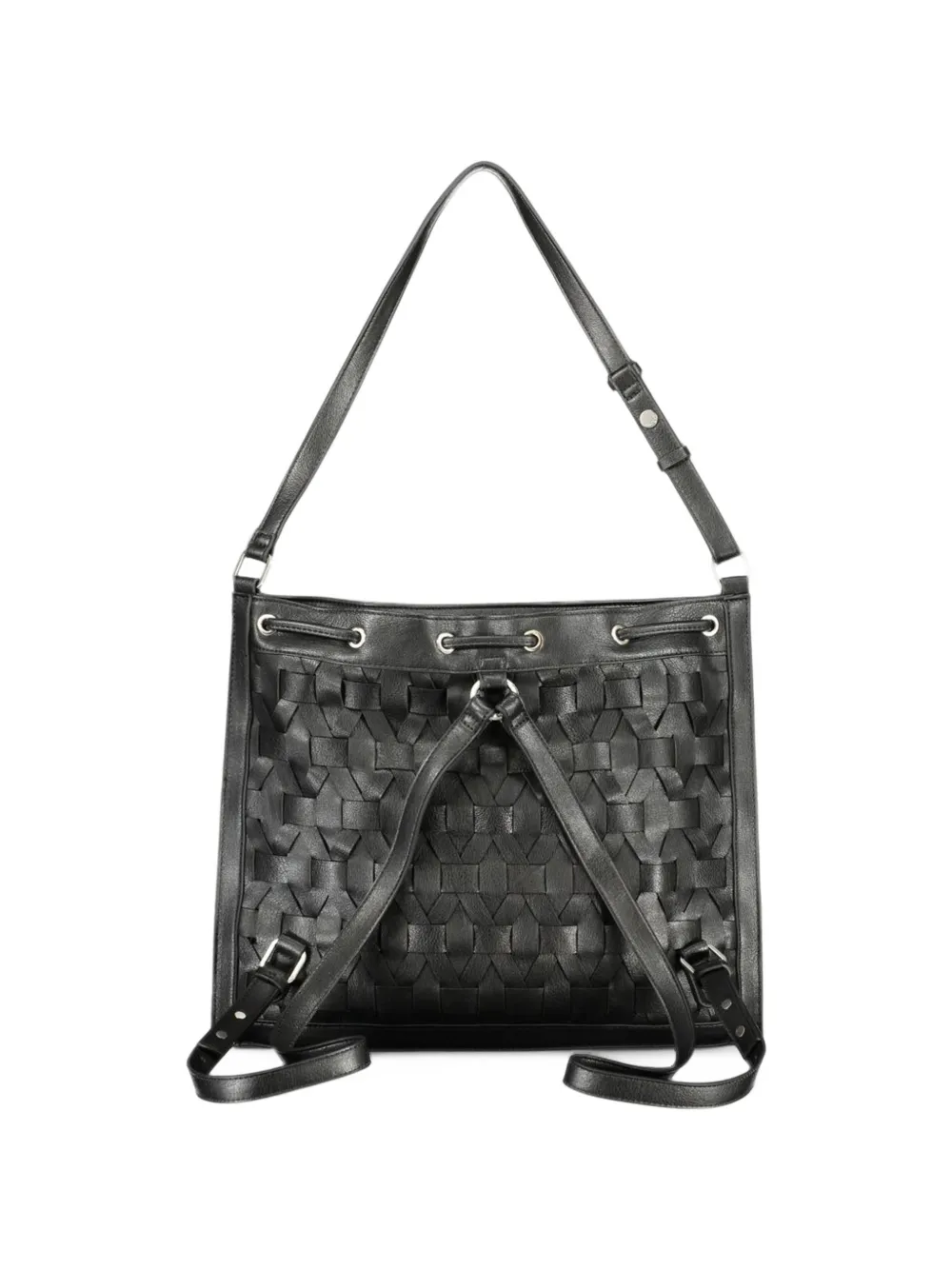 Desigual Woven Drawstring Backpack In Black