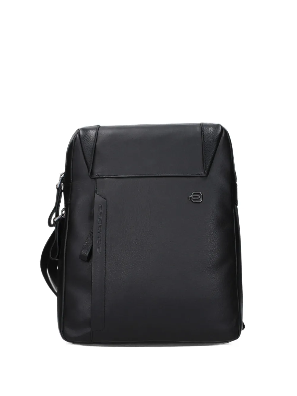 PIQUADRO logo-plaque leather messenger bag Zwart