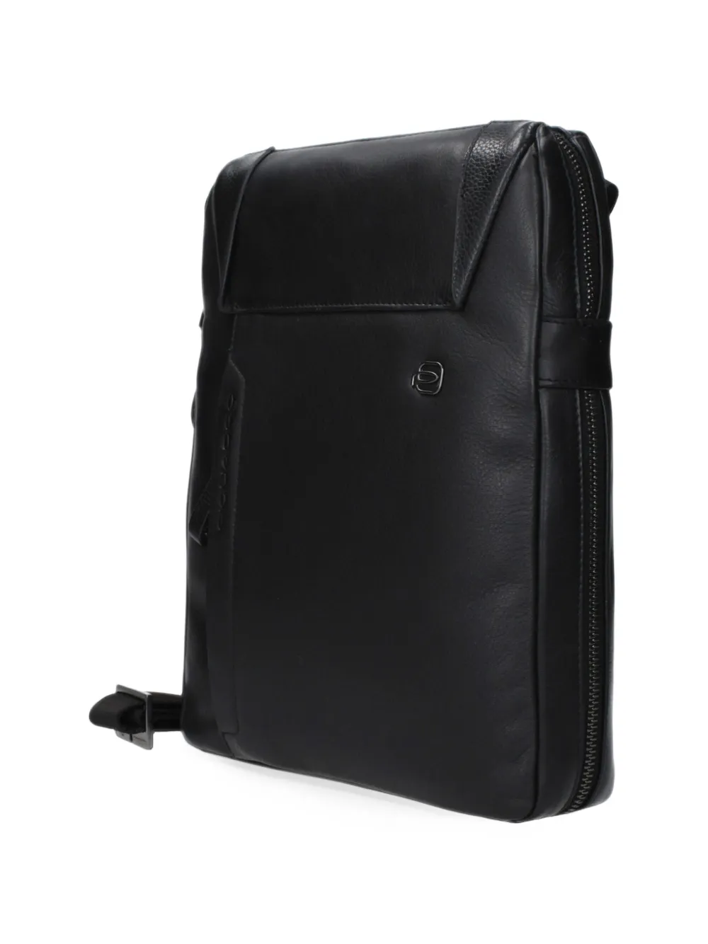 PIQUADRO logo-plaque leather messenger bag Zwart