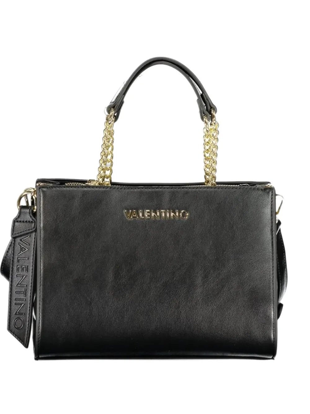 MARIO VALENTINO logo-plaque chain-link tote bag Zwart