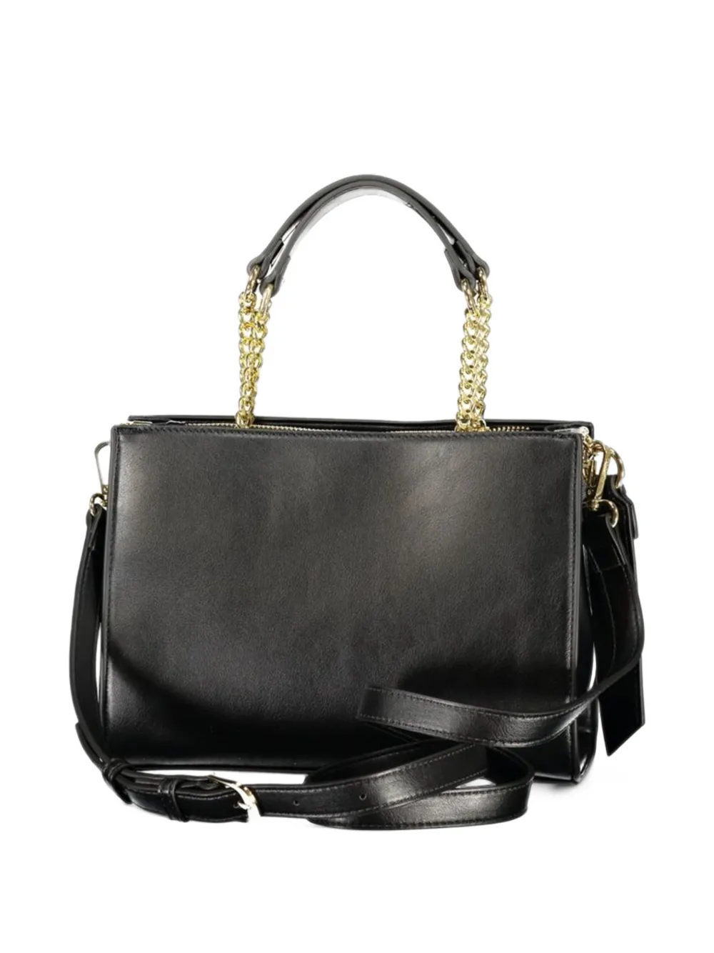 MARIO VALENTINO logo-plaque chain-link tote bag Zwart