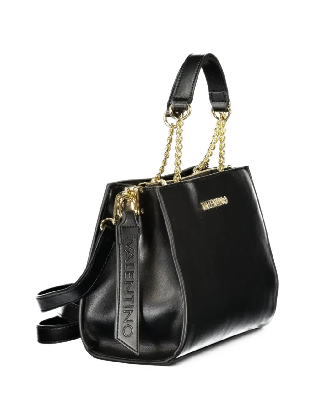 MARIO VALENTINO logo-plaque chain-link tote bag Zwart