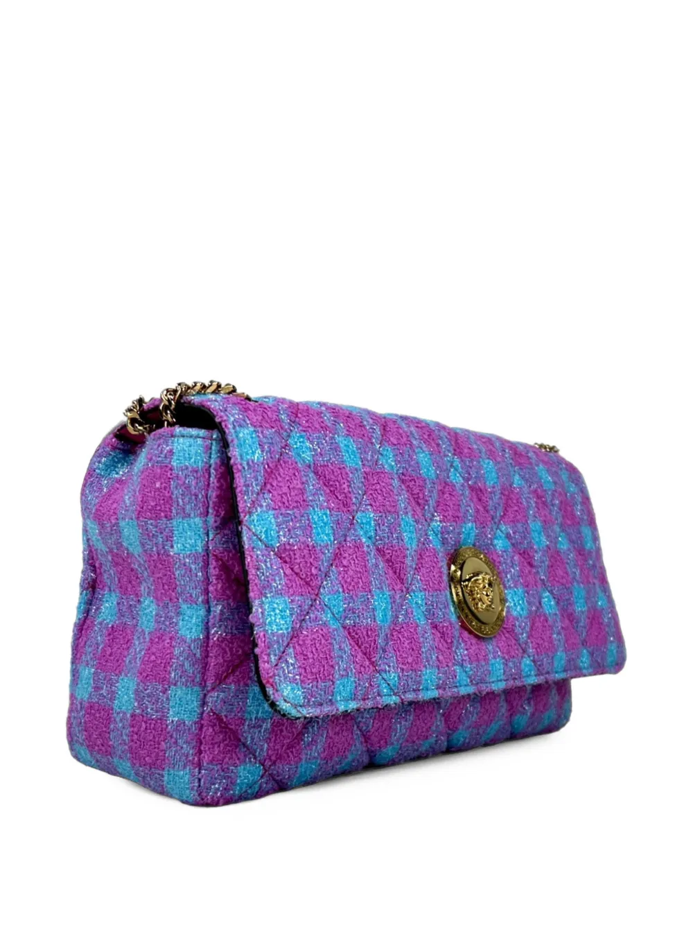 Versace quilted check-pattern shoulder bag Paars