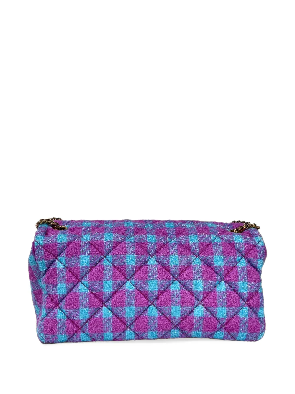 Versace quilted check-pattern shoulder bag Paars