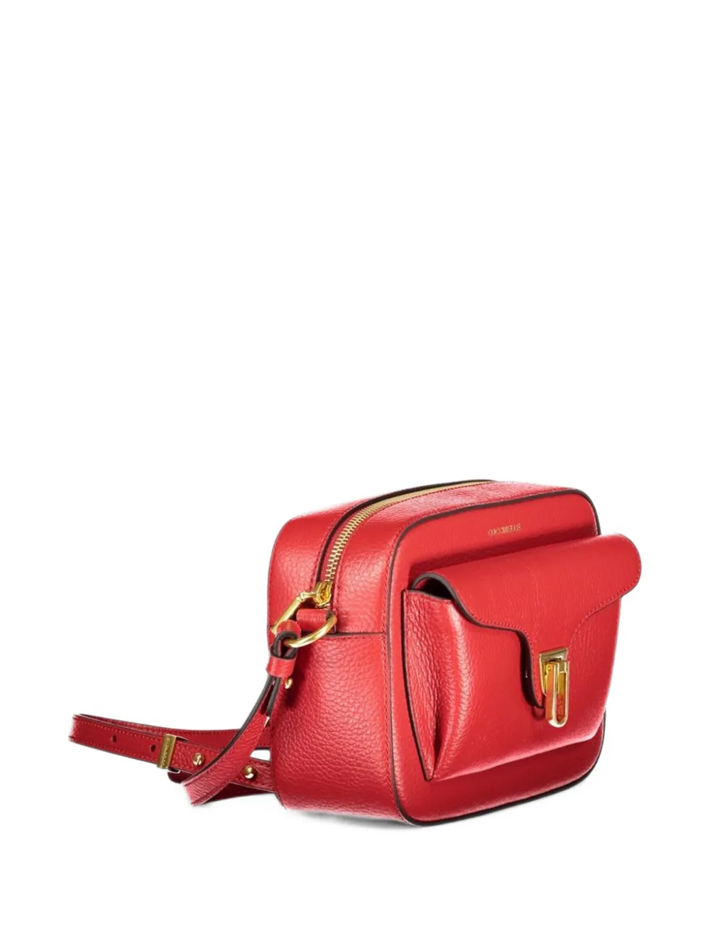 Coccinelle Kleine Beat crossbodytas van leer met textuur Rood