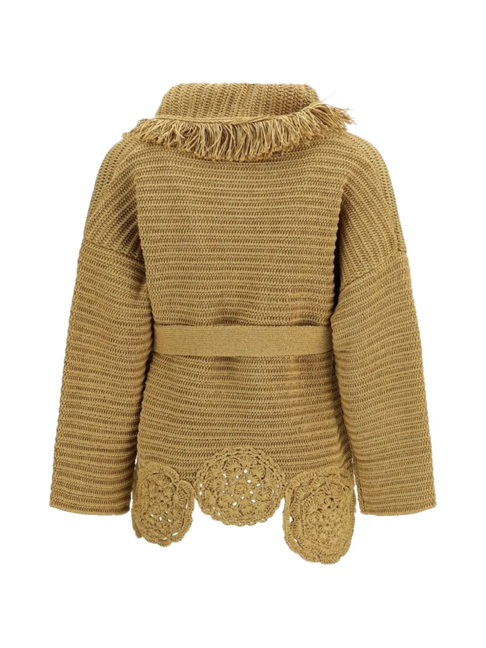 Alanui Island Memories fringed crochet-knit cardigan Goud