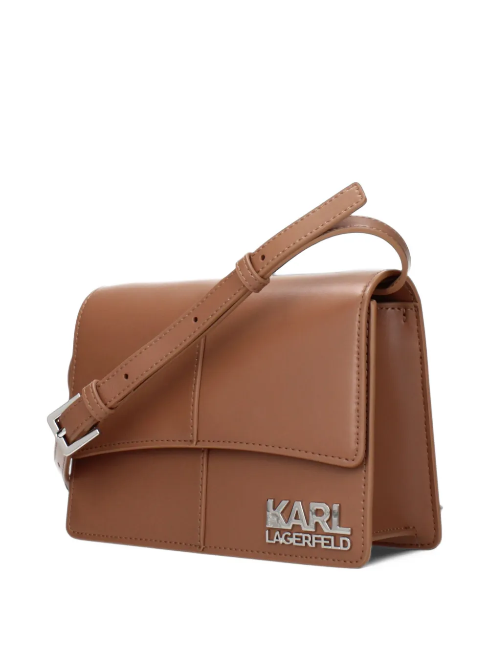 Karl Lagerfeld logo-plaque foldover crossbody bag Beige