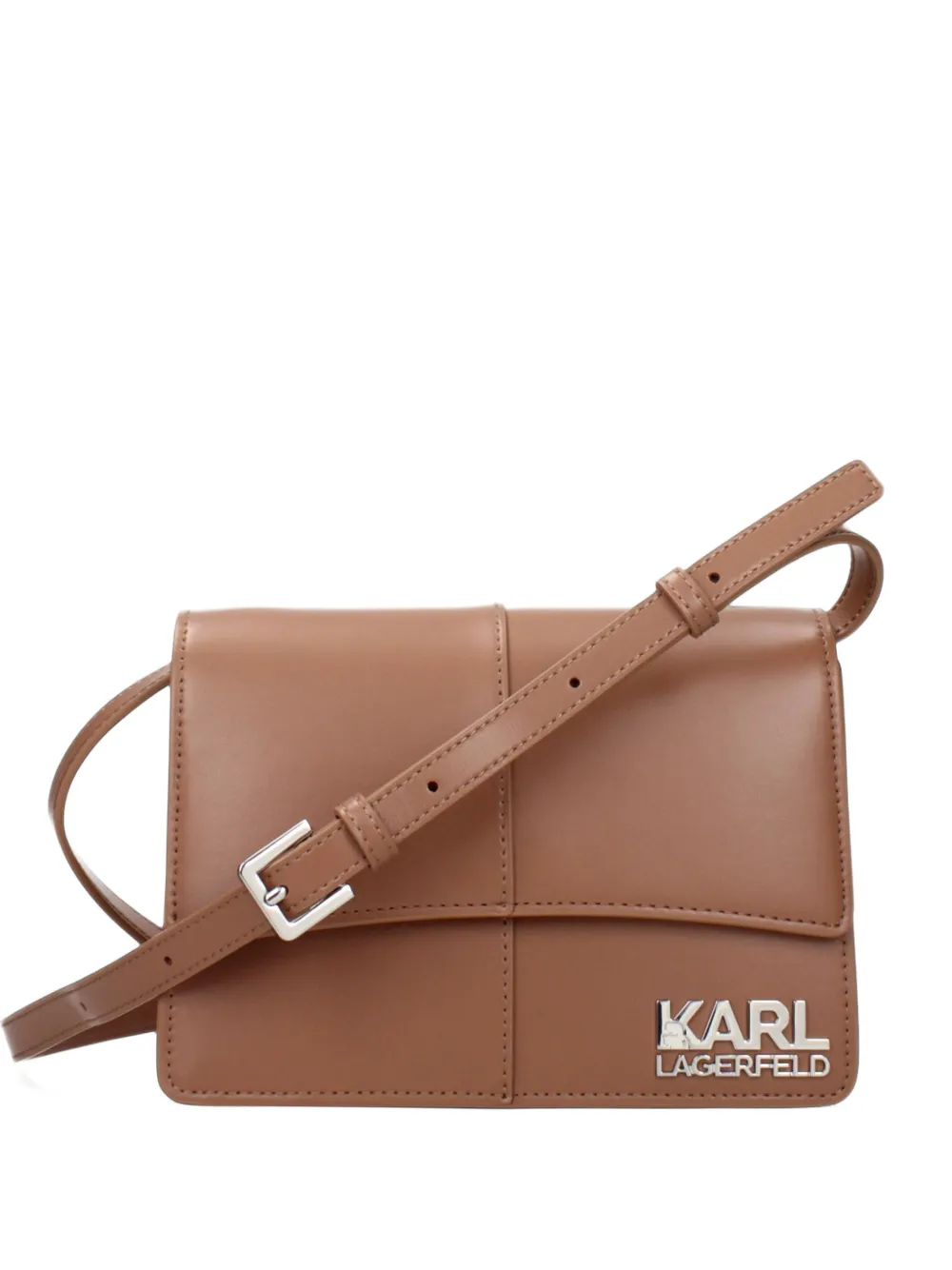 Karl Lagerfeld logo-plaque foldover crossbody bag - Toni neutri