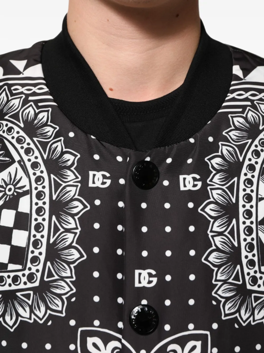 Dolce & Gabbana bandana-print bomber jacket Zwart