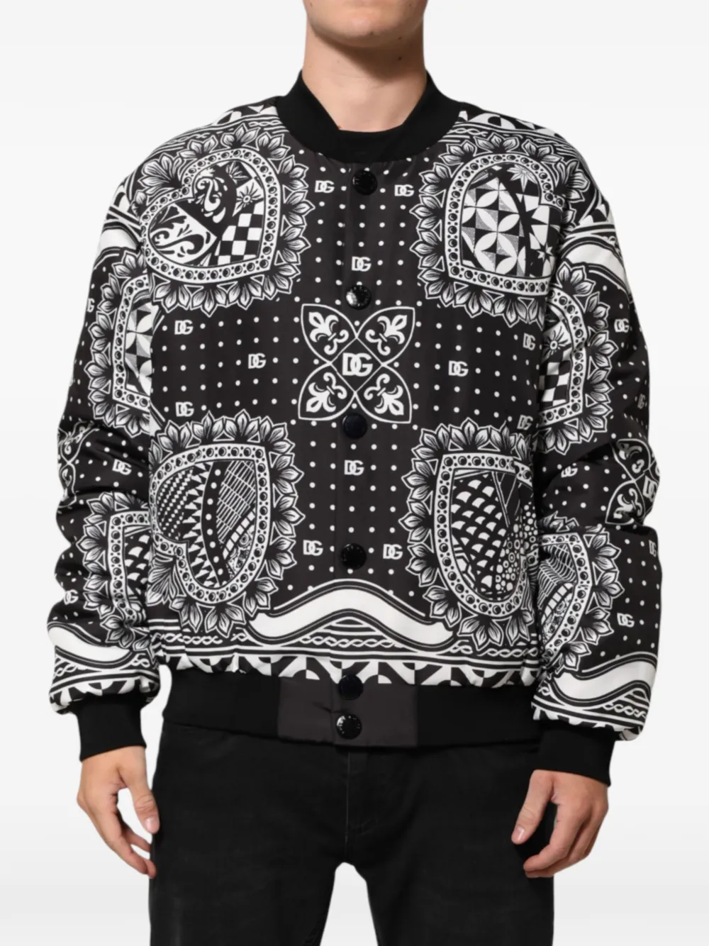 Dolce & Gabbana bandana-print bomber jacket - Schwarz