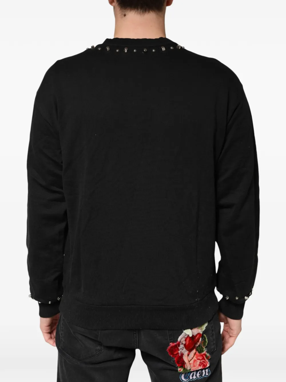 Dolce & Gabbana stud-embellished logo-plaque sweater Zwart