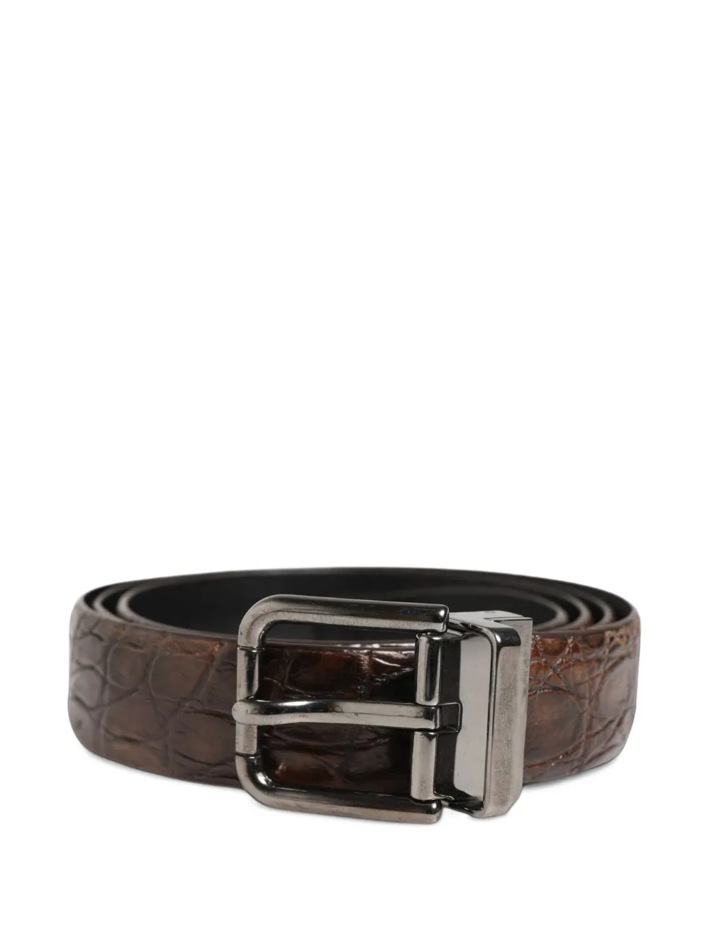Dolce & Gabbana crocodile-effect leather belt - Braun