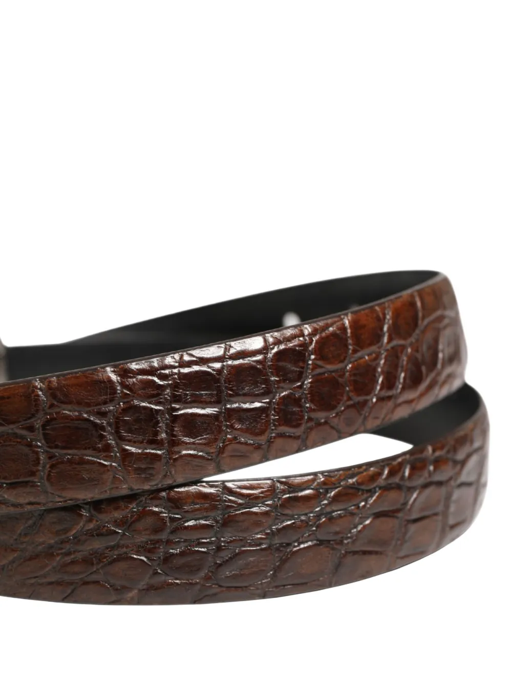 Dolce & Gabbana crocodile-effect leather belt Bruin