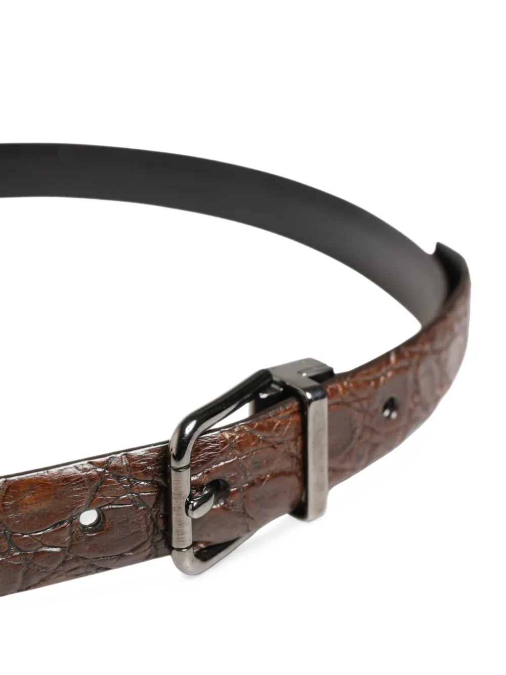 Dolce & Gabbana crocodile-effect leather belt Bruin