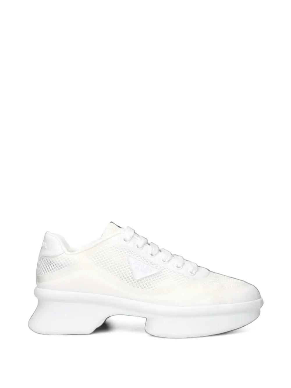 Prada mesh-panelled logo-plaque sneakers - Weiß