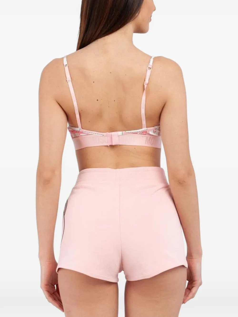 Moschino logo-print cotton bra Roze