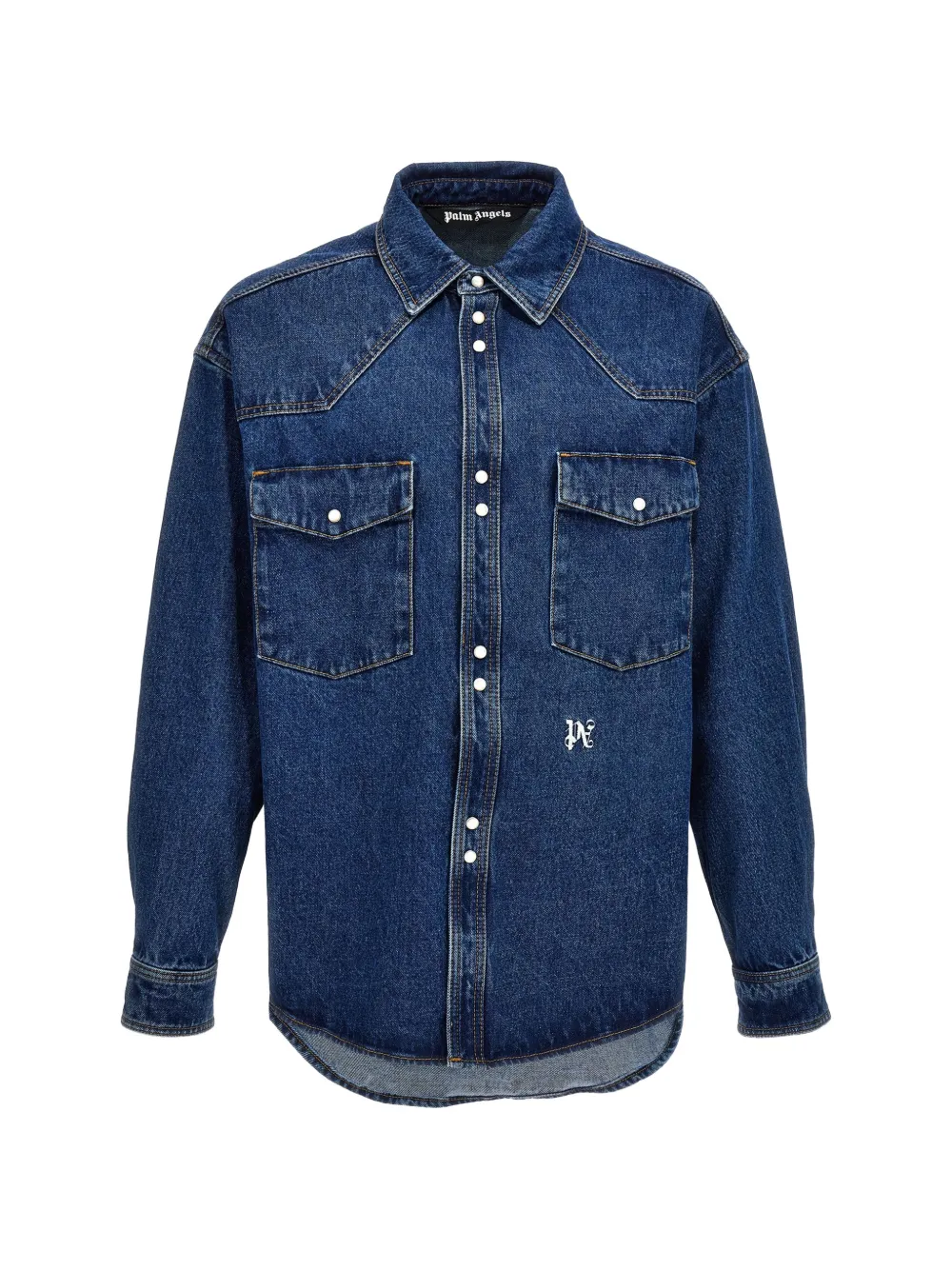 Palm Angels western-yoke logo-embroidered denim jacket - Blue