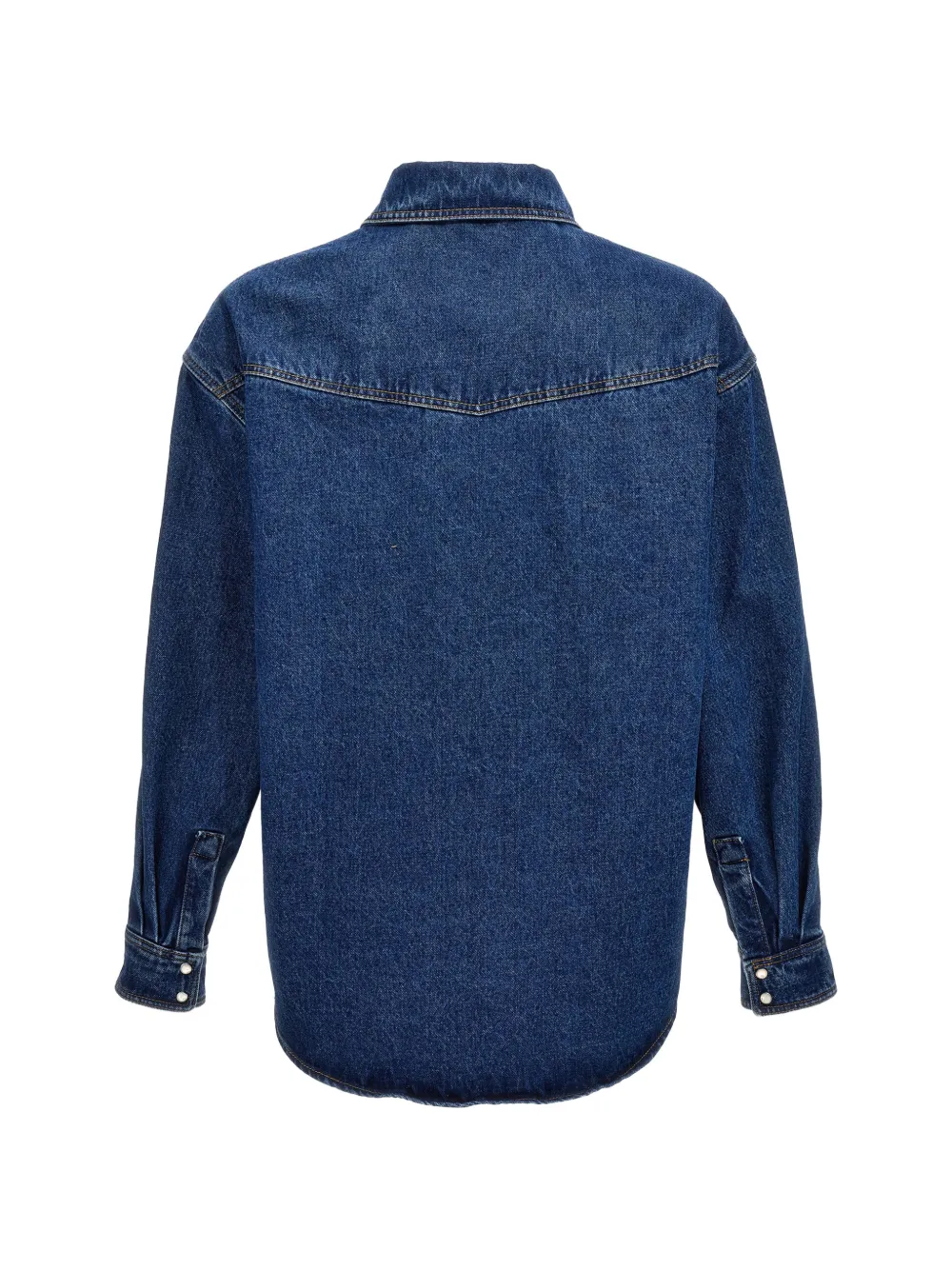 Palm Angels western-yoke logo-embroidered denim jacket Blauw