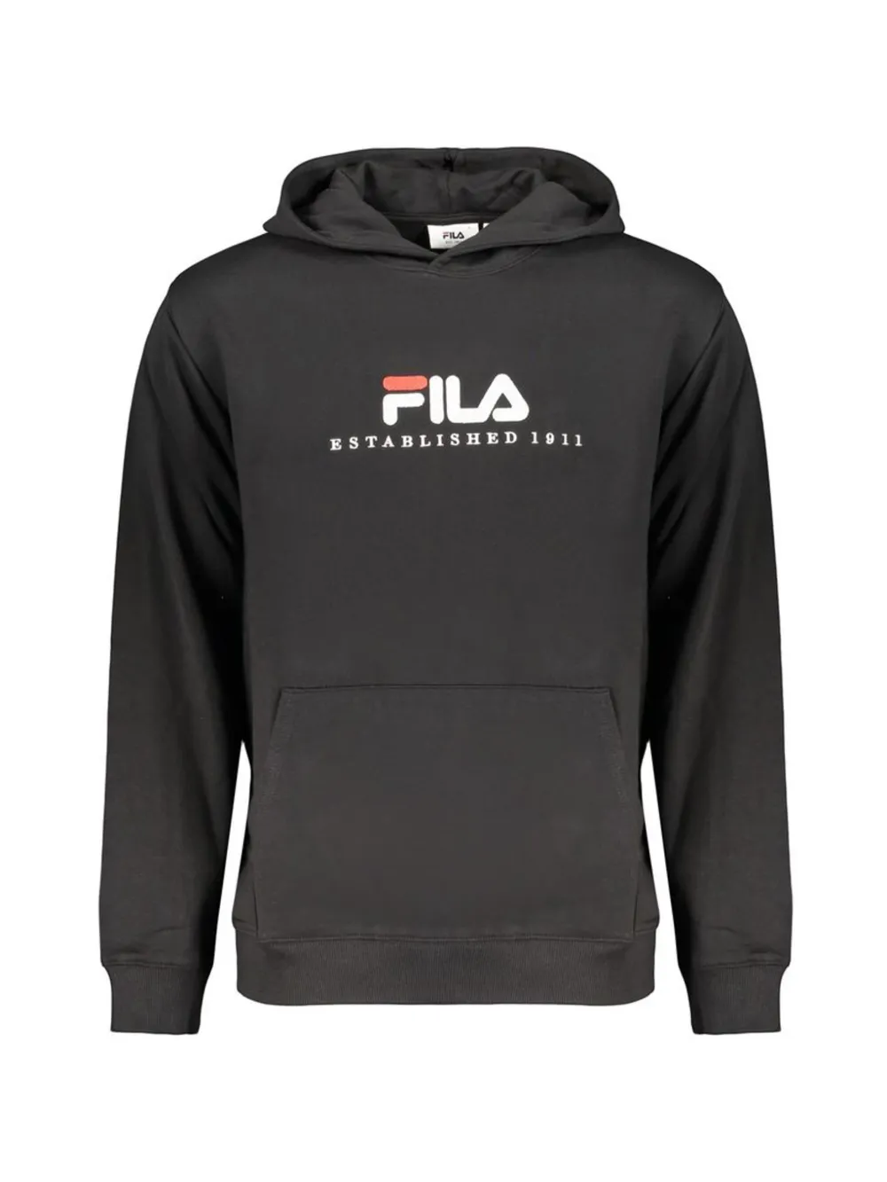 Fila logo-print cotton hoodie in Black