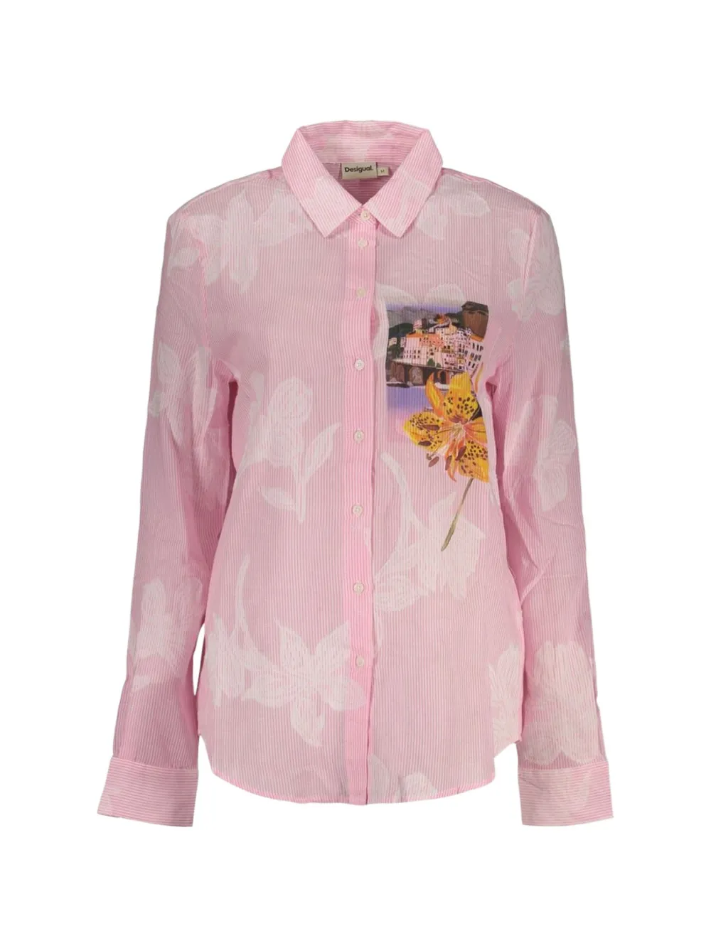 Desigual floral-print striped shirt Roze
