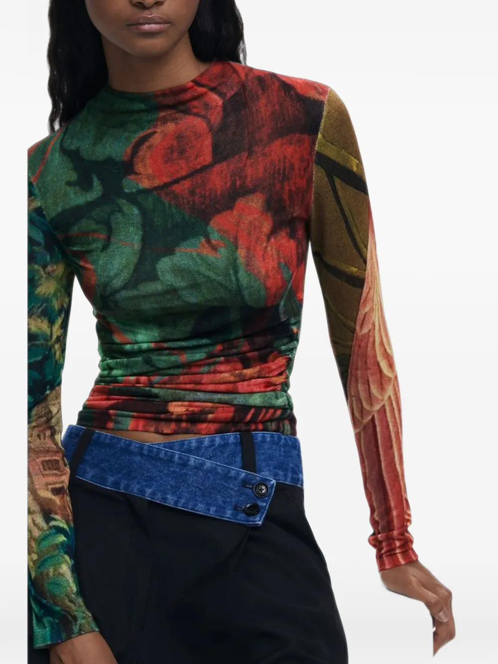 Desigual x Christian Lacroix floral-print ruched t-shirt Groen