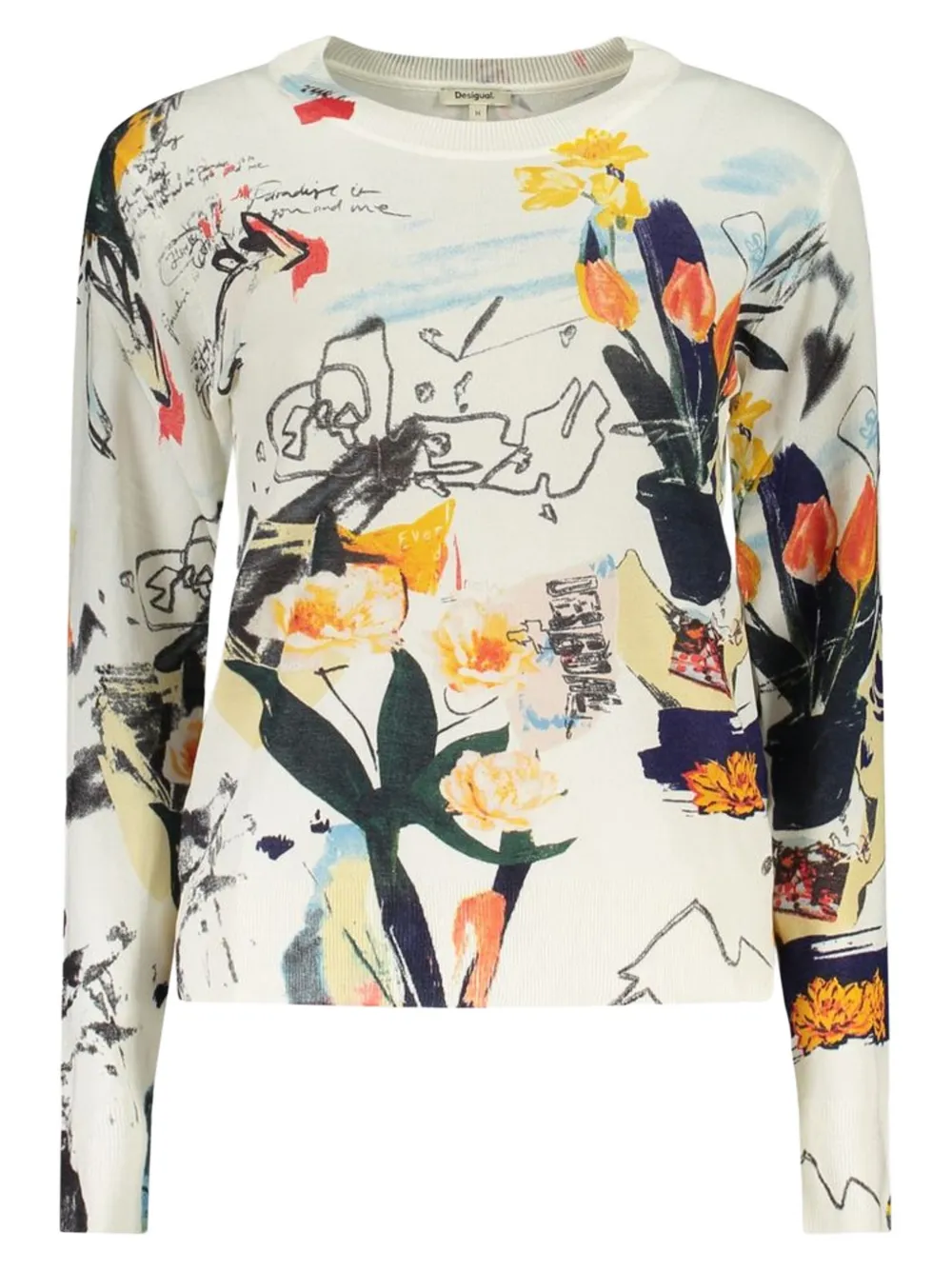 Desigual floral-print sweater Beige