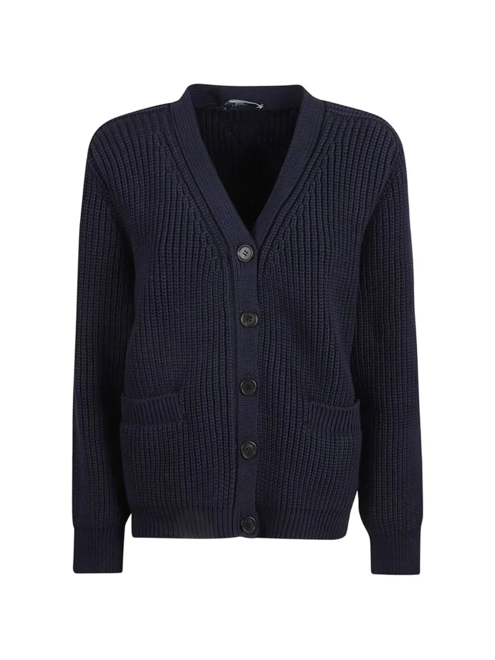 Prada ribbed-knit V-neck cardigan Blauw