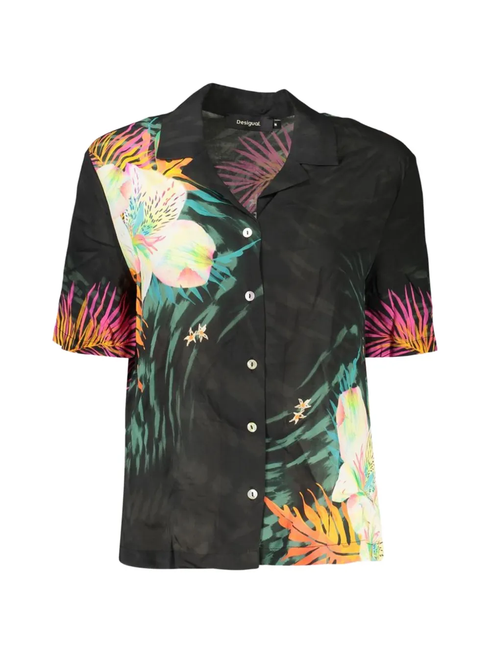 Desigual floral-print short-sleeve shirt - Schwarz