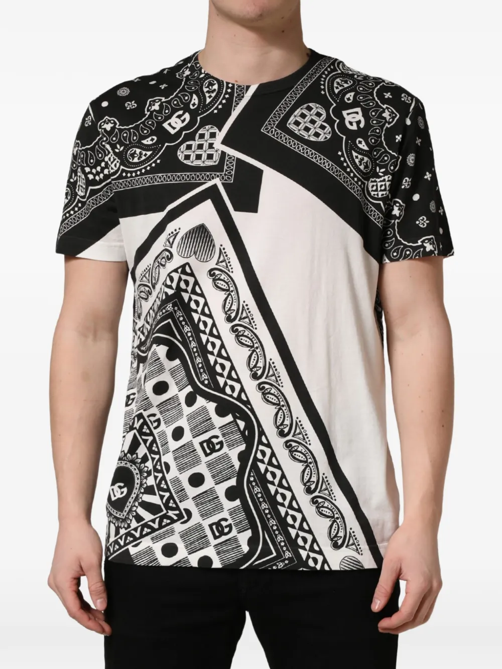 Dolce & Gabbana bandana-print cotton T-shirt - Schwarz