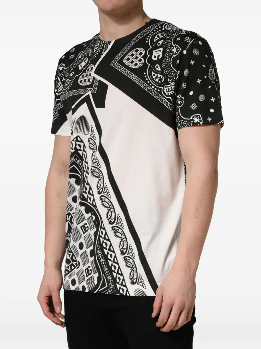 Dolce & Gabbana bandana-print cotton T-shirt Zwart