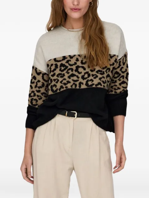 ONLY leopard-print colour-block sweater