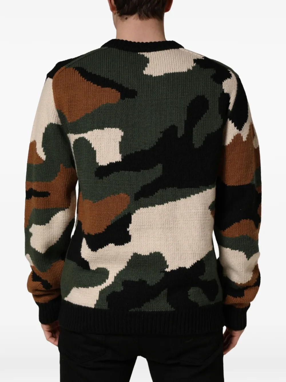 Dolce & Gabbana patch-detail camouflage-intarsia sweater Groen