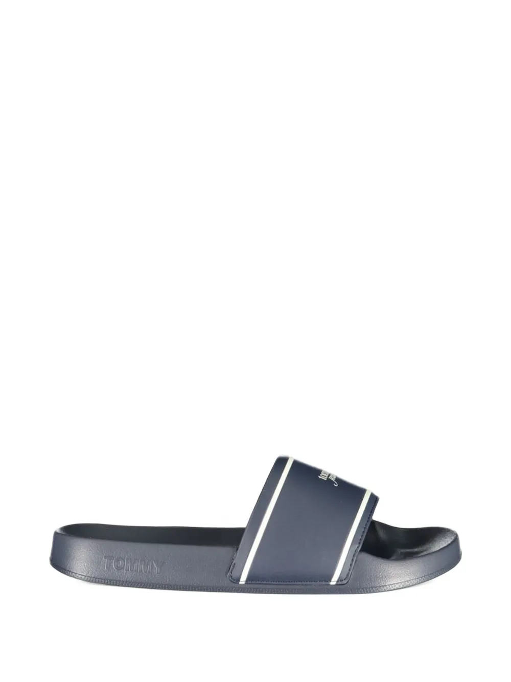 Tommy Hilfiger logo-print striped slides - Blau