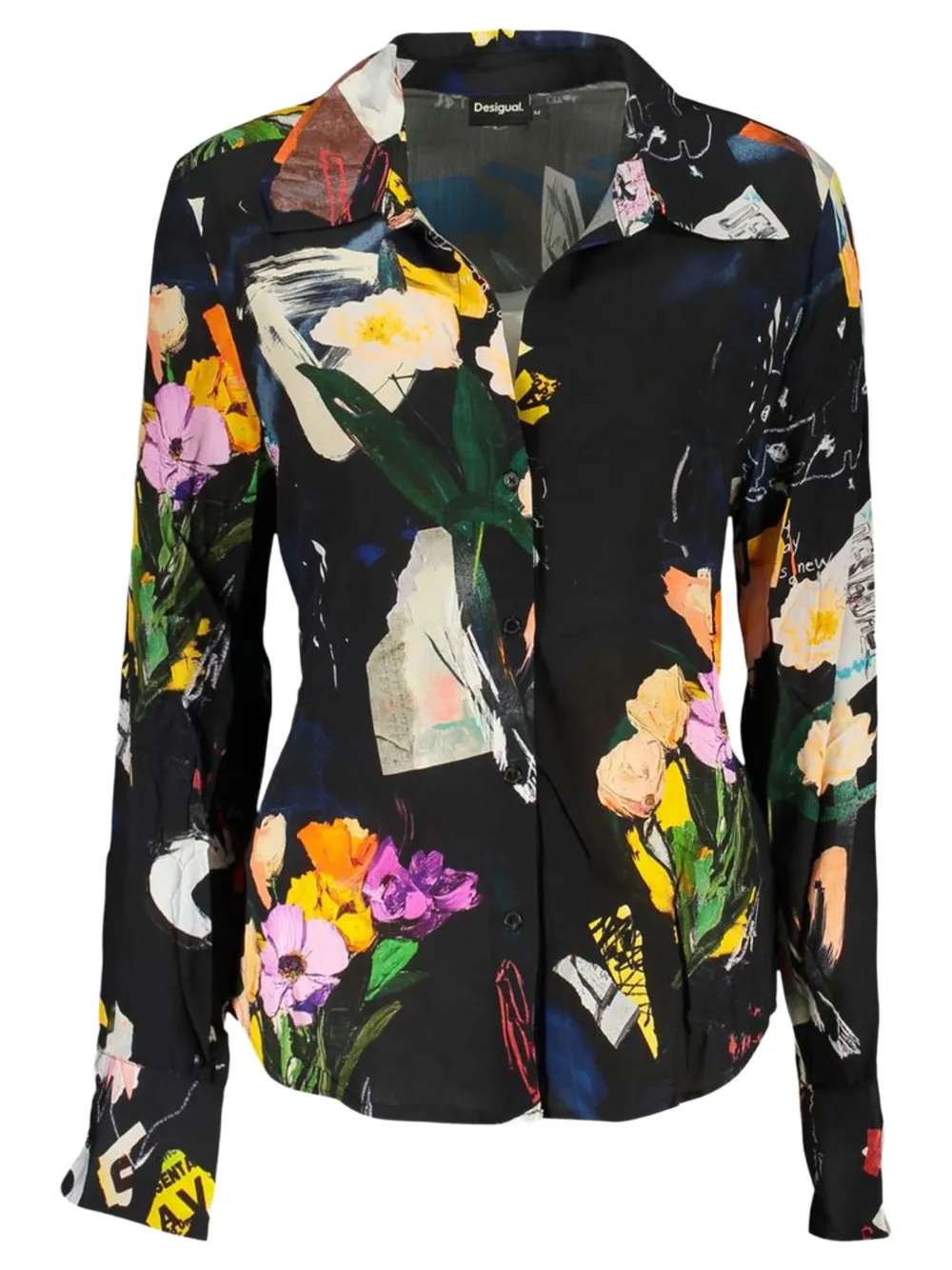 Desigual floral-print belted shirt Zwart