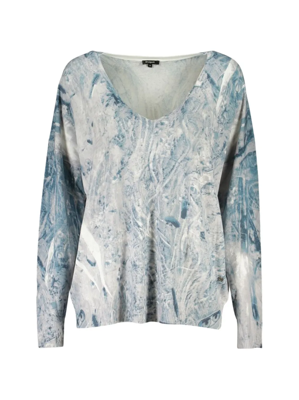 Desigual abstract-print V-neck sweater - Blu