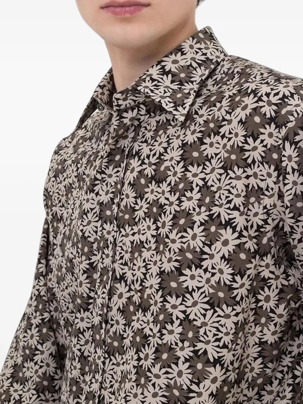 TOM FORD floral-print cotton shirt Beige