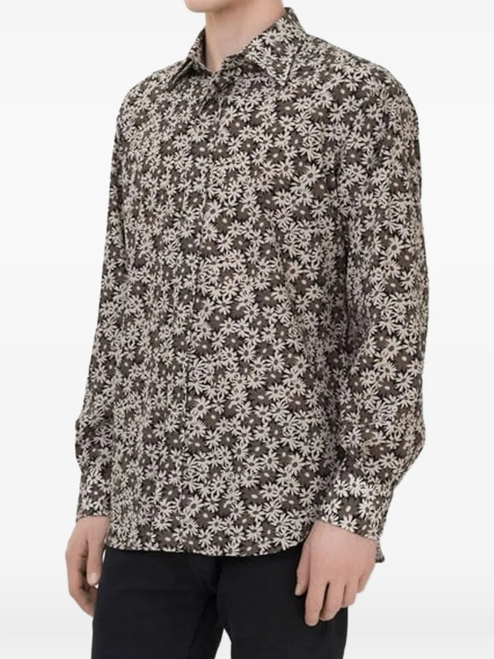 TOM FORD floral-print cotton shirt Beige