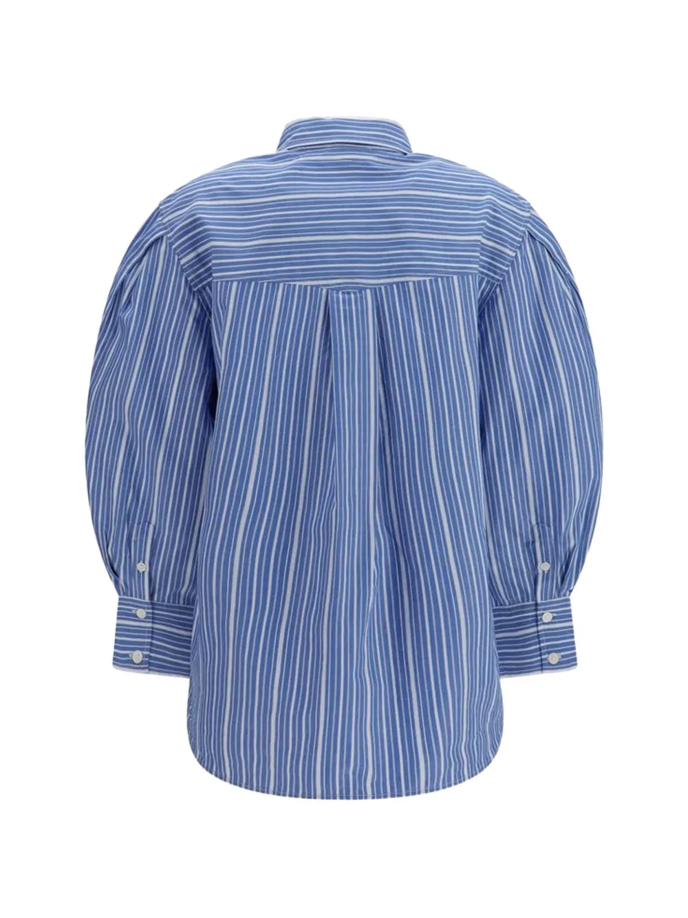 GANNI shirt in striped cotton Blauw