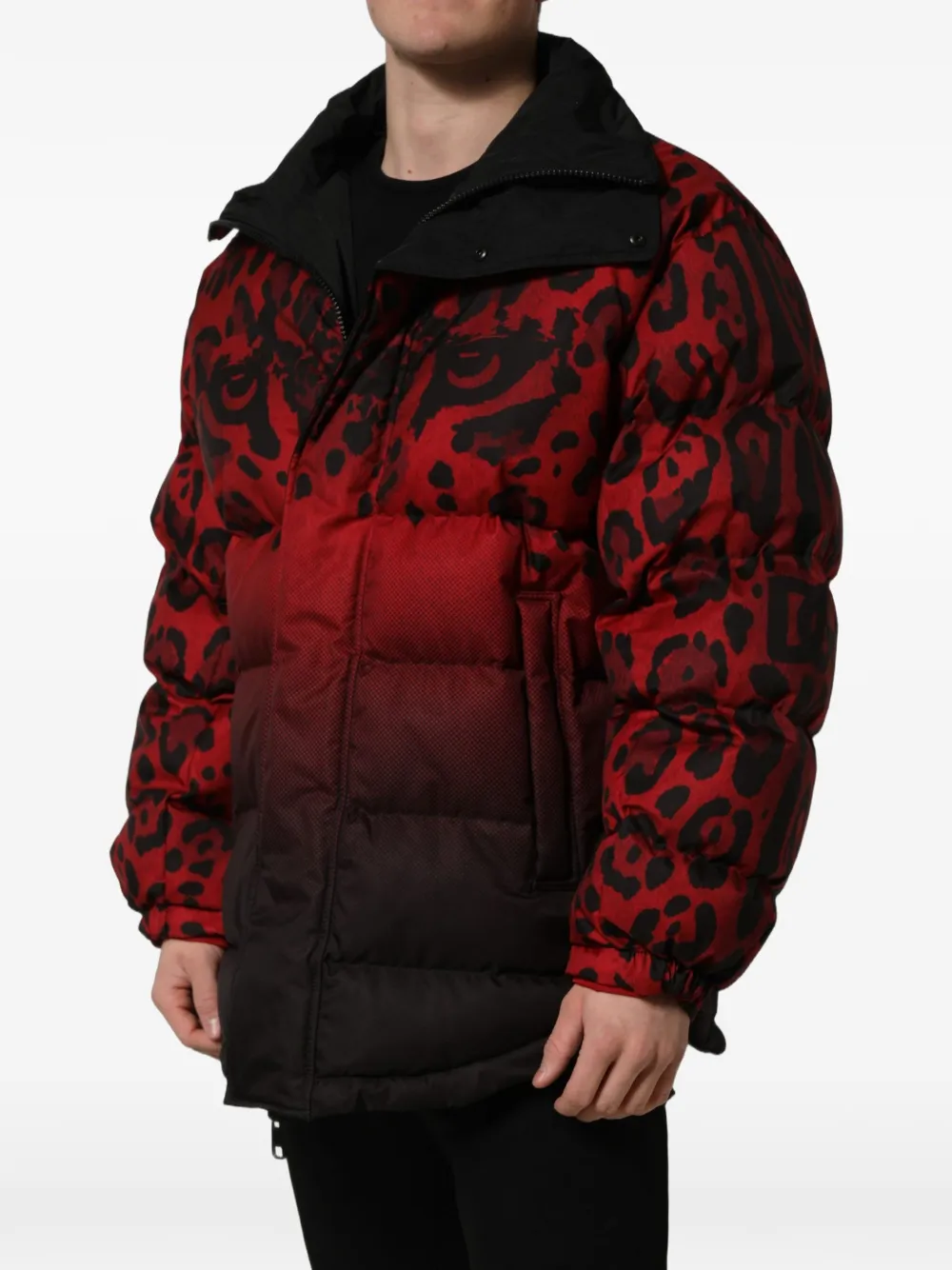 Dolce & Gabbana reversible leopard-print puffer jacket Rood